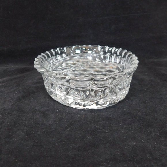Fostoria American Clear 3-Part Dish Divided Oval Relish Candy Nut Cube Motif Vtg - Picture 5 of 8